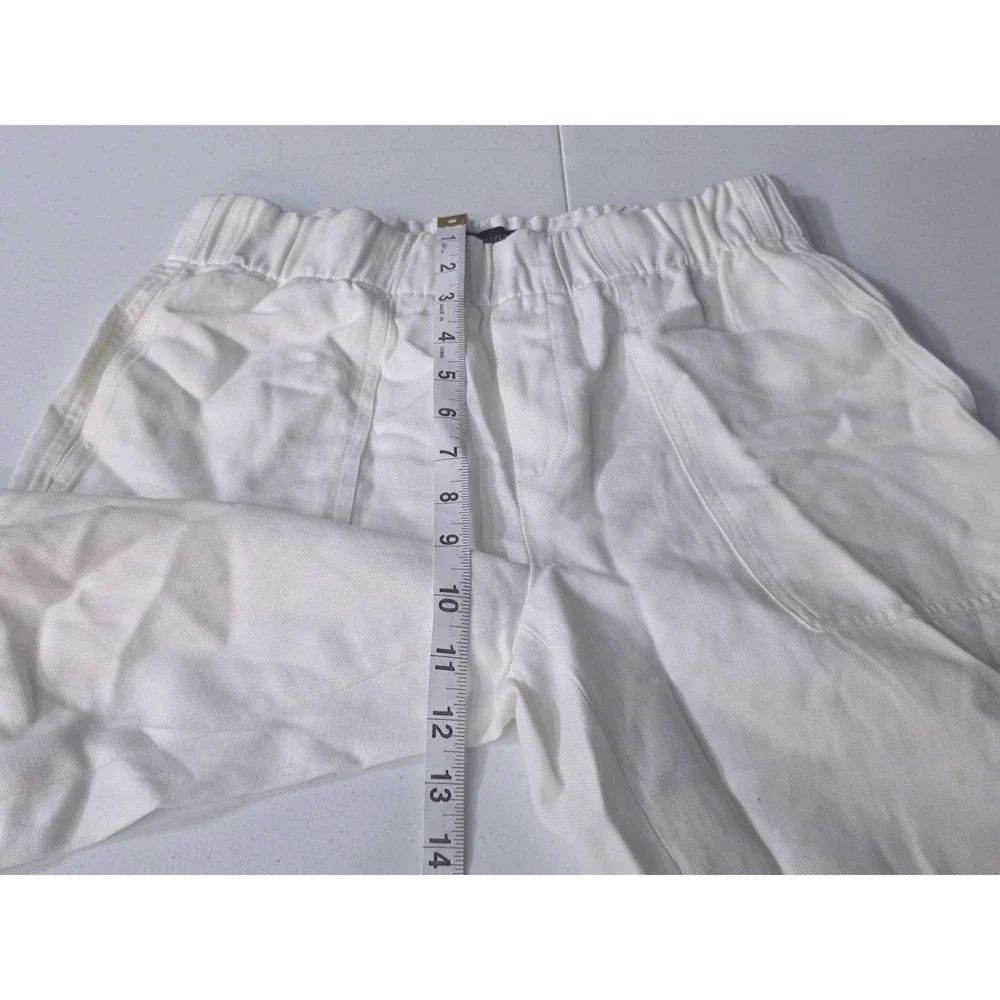 Banana Republic White Linen Blend Elastic Waist Patch Pocket Pants XS High Rise